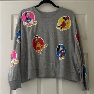 Disney Gray Sweater with Colorful Characters